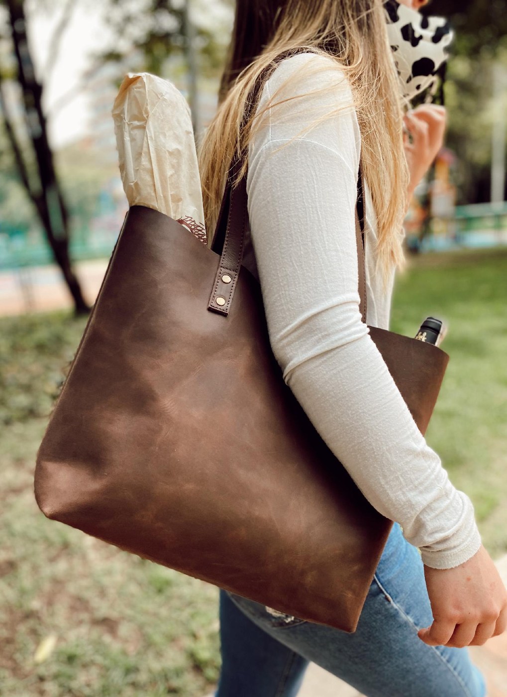 Leather Tote — Cocoa — 2